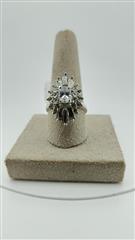 Synthetic Quartz Lady's Stone Ring Silver Stainless 6g